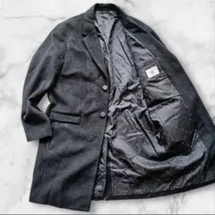 美品 XL タケオキクチ チェスターコート ロング グレー ウール混 メンズ
