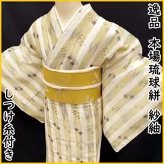 ○【最終値下げ】505mt15○夏紬 絽紬 水草に小魚 変わり絽ゆらぎ絽 