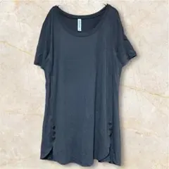 【ZENANA PREMIUM】サイドボタン付き チュニックTシャツ 2X