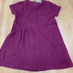 Zara Girls ビーズ付きワンピース　ボルドー　ワイン