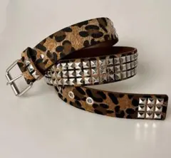 新品　スタッズベルト　ヒョウ柄　ベルト　メンズ　レディース