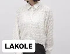LAKOLE　フリンジクロップドシャツ　ホワイトM