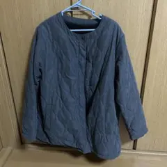 【Lサイズ】ブルーグレー キルティングジャケット フリース
