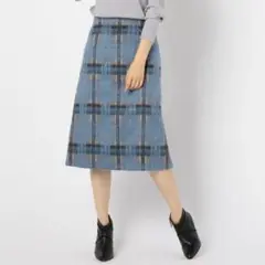 ノーリーズ　シャギーチェックトラペーズスカート