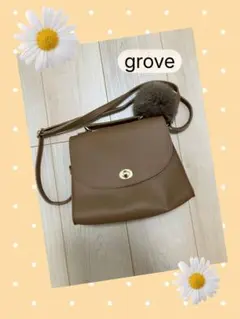 grove★ショルダーバッグ★ファーチャーム付き