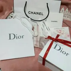 Dior紙袋 ギフトBOX リボン 試供品乳液 CHANEL紙袋 リボン