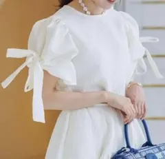 Bluelea ブルレア Back ribbon jacquard top 38 - メルカリ