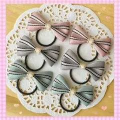 【457】ハンドメイド☆ベビー キッズヘアゴム☆リボン☆3組6個セット