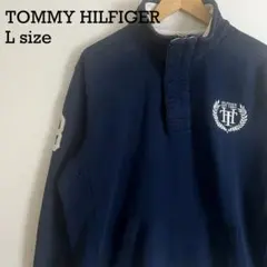 TOMMY HILFIGER ハーフジップ スウェット L ネイビー USA古着