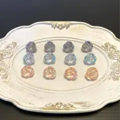 カスタムボールペン ビーズ オーロラ加工グラデーションカラー薔薇型カン付きビーズ