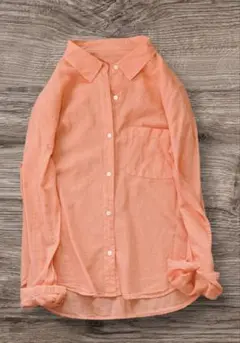 値下　ヤヌーク　Y-shirt リネン　シャツ　美品　オレンジ　S