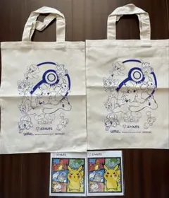【4点セット】ポケモン トートバッグ 2個＆シール2個：スマイルゼミ：ノベルティ