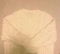 ユナイテッドアローズ ウール Vネック ケーブルニット ざっくり 白