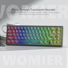 WOMIER 115キー MDAプロファイル 半透明PCキーキャップ ブラックのサムネイル