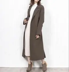 ロングチェスターコート　モカ　Mサイズ　ブラウン　ベルト付き　美品
