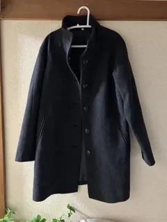 ダークグレー ロングコート ボタン付き　無印良品