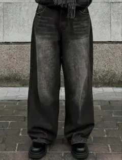 【最安値】最終値下げ 黒バギーデニム メネス似