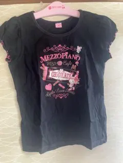 ☆メゾピアノ ☆ベリエ&コロン 黒Tシャツ L 160 平成レトロ 黒ピンク