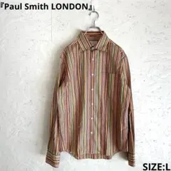 程度良好【Paul Smith LONDON】マルチストライプ柄長袖シャツ　L