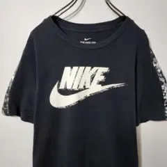 NIKE　半袖　Tシャツ　M　ライン　ビッグロゴ　スウッシュ　ブラック　状態良好