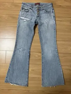 Cedixsept デニムパンツ ブーツカット ダメージ加工のサムネイル