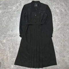 東京 ソワール ブラックワンピーススーツ プリーツ サイズ9 【209】