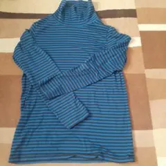 ユニクロ ヒートテック 140 黒 青ボーダー しましま