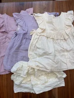 フリル付きトップスセット（ラベンダー・クリーム）サイズ130