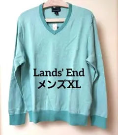 未使用難有り　Lands' End ミントグリーン Vネックセーター メンズXLのサムネイル