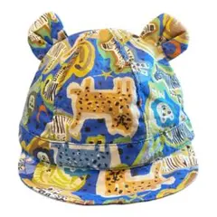 即購入OK ベビー帽子 44〜46cm 耳付き アニマル柄 夏用 コットン