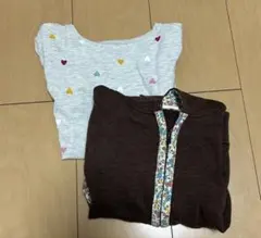 【特価！】ハート柄長袖シャツとブラウスセット