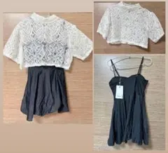 ワンピース♡ブラック♡水着レーストップス付き♡XL（LL）