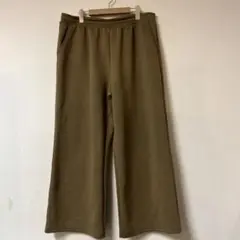 大きいサイズ ユニクロ ドライスウェットワイドパンツ レディース 3XL カーキ