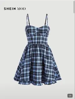 SHEIN キャミワンピース Sサイズ 黒青チェック