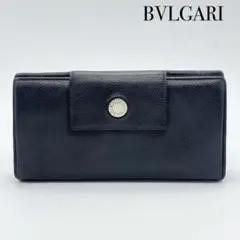 美品✨ブルガリ クラシコ ロゴボタン レザー 二つ折り 長財布