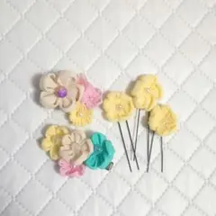 24.ヘアクリップ5点　つまみ細工　水引紐　七五三　成人式　卒業式 入学式　和装