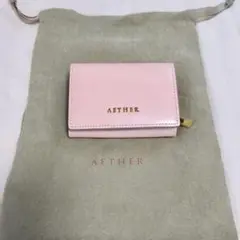 AETHER ピンク 二つ折り財布 専用袋付き