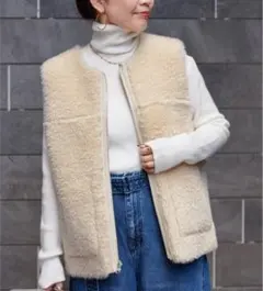 新品　B.C STOCK ムートンライクリバーシブルベスト ナチュラル