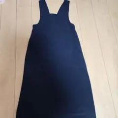 ネイビー サロペット 背面レースアップ