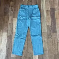 ライトブルー ハイウエスト ストレートパンツ