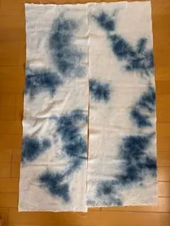 藍染め のれん 絞り染め 花柄 青海波 - メルカリ