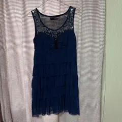 ネイビーフリルドレス 結婚式