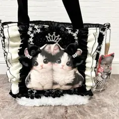 黒*こ様 コヤンイサムチョン♡ 黒猫 刺繍トートバッグ