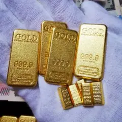 GOLD 999.9 インゴット風 レプリカセット金 延べ棒 金運 風水 純金