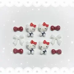 ネイルパーツ 10P 〈J073〉 キティ レトロキティ 赤リボンのサムネイル