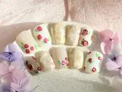 薔薇ネイル ネイルチップ フラワー 春ネイル オーロラ ガーリー