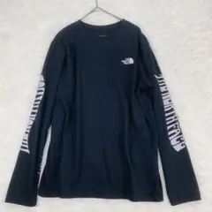 【人気モデル】ノースフェイス ロンT 袖ロゴ ヌプシ コットン ティー 黒