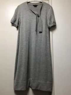 セオリー　グレー　ネックタイ　膝丈ワンピース　グレー　P