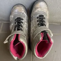 スパンコール シルバーハイカットスニーカー　インナープレス