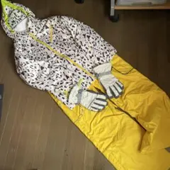 スノーボードウェア 牛柄 上下セット Lサイズ おまけ手袋付き